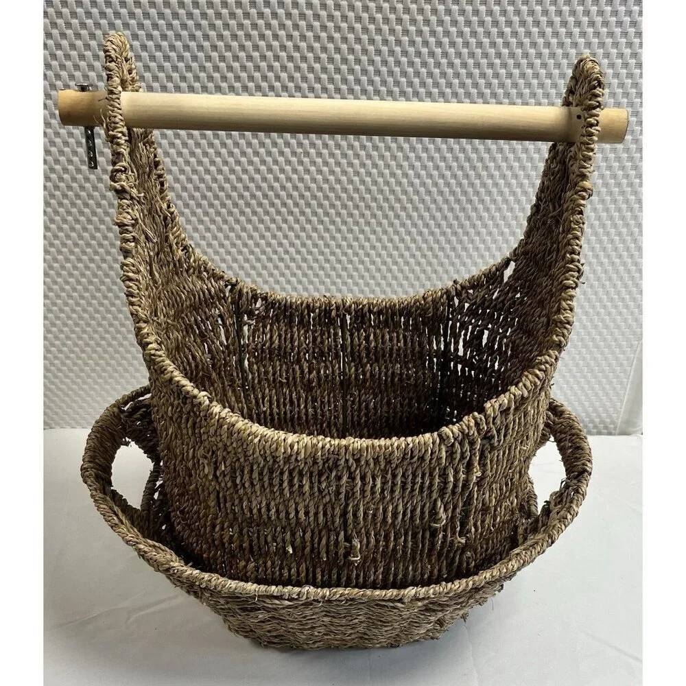 2 Vintage/Boho/Beach/Cottage Woven Seagrass Baskets Lot 🤍